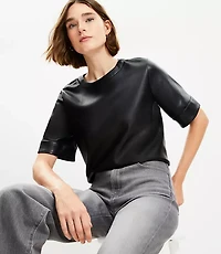Petite Faux Leather Top