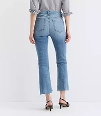 Petite Curvy Step Hem High Rise Kick Crop Jeans Classic Mid Wash