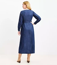 Chambray Wrap Midi Pocket Dress