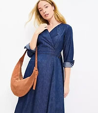Chambray Wrap Midi Pocket Dress