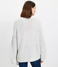 Flecked Cable Linked Mock Neck Tunic Sweater