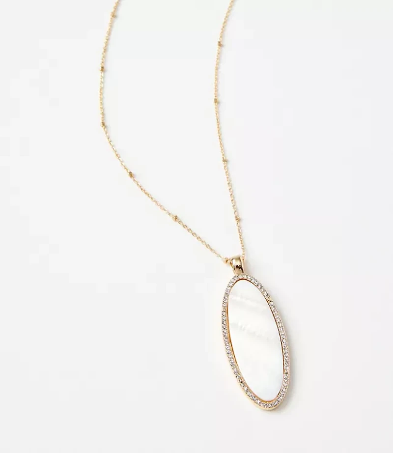 Mother Of Pearl Oval Pendant Necklace
