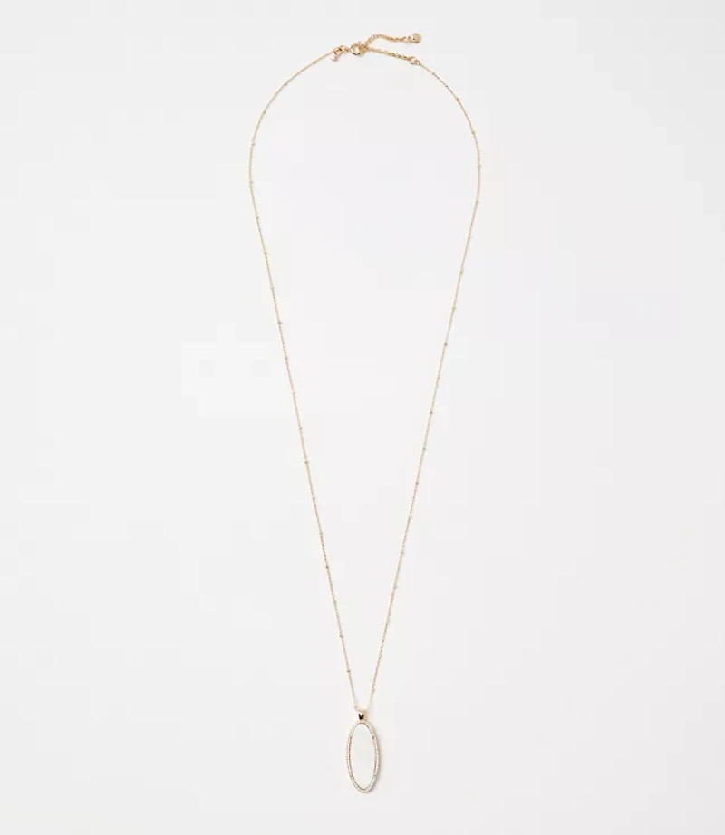 Mother Of Pearl Oval Pendant Necklace