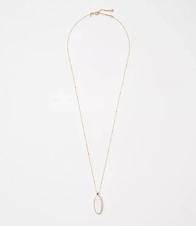 Mother Of Pearl Oval Pendant Necklace