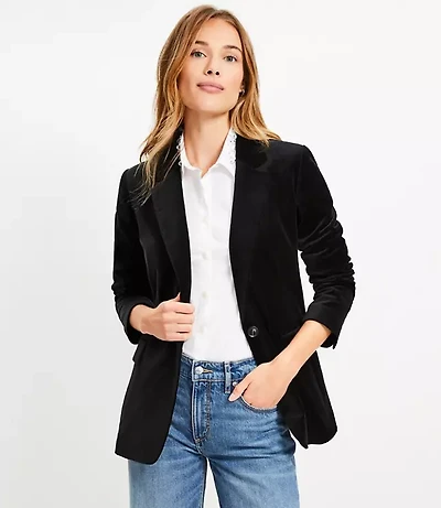 Petite Velvet Relaxed Blazer