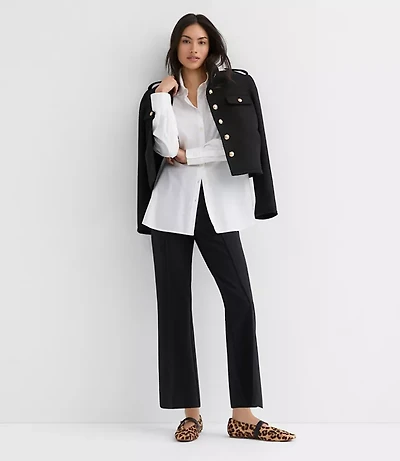 Petite Pintucked Kick Crop Pants Ponte