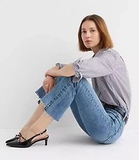Petite Step Hem High Rise Kick Crop Jeans Classic Mid Wash