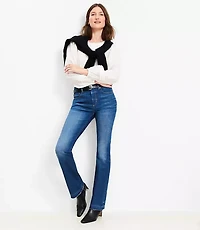 Petite Let Down Hem Mid Rise Boot Jeans in Original Medium Stone Wash