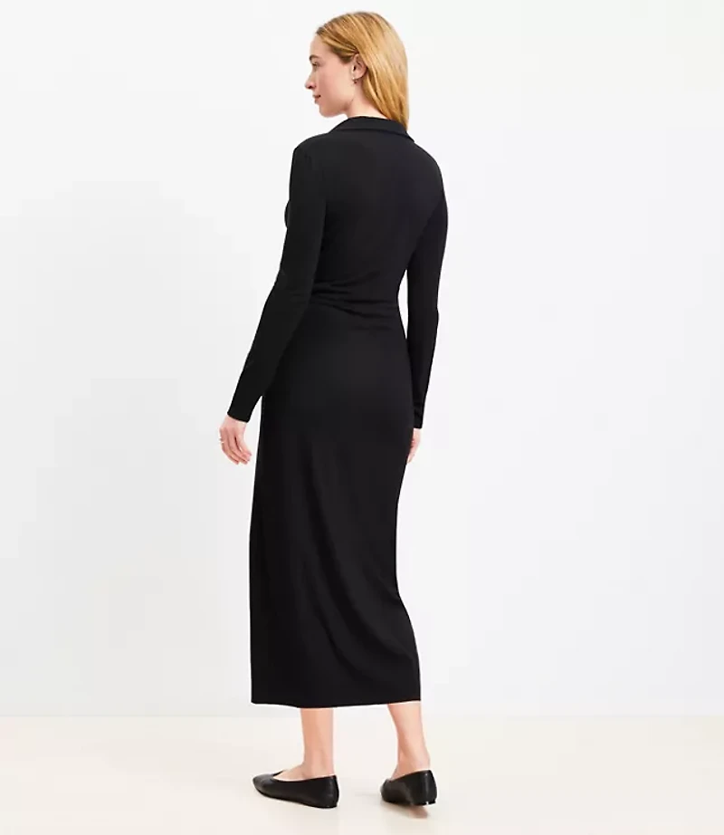 Knotted Button Wrap Midi Dress