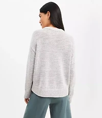 Marled Pointelle Trim Sweater