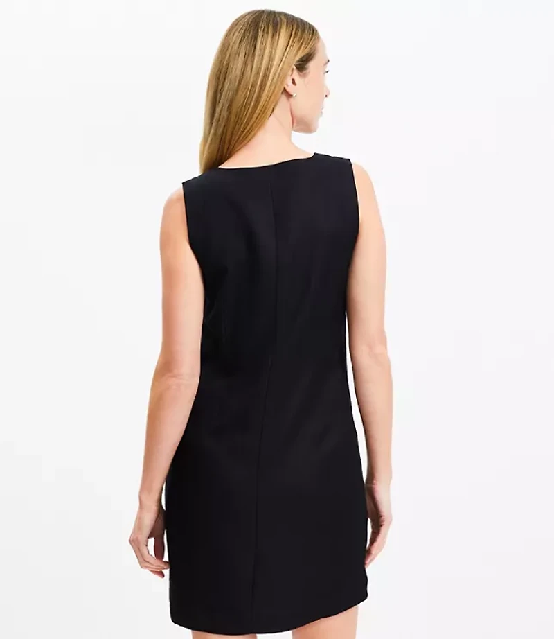 Linen Blend Button Mini Pocket Dress