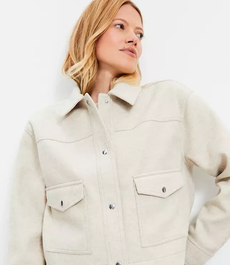 Petite Brushed Cropped Shirt Jacket