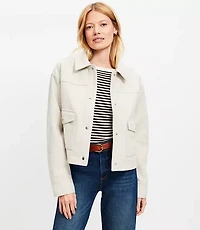 Petite Brushed Cropped Shirt Jacket