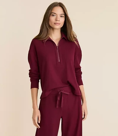 Lou & Grey Upstate Waffle Half Zip Top