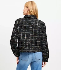 Sequin Tweed Cropped Shirt Jacket