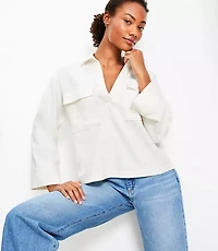 Petite Flecked V-Neck Pocket Popover