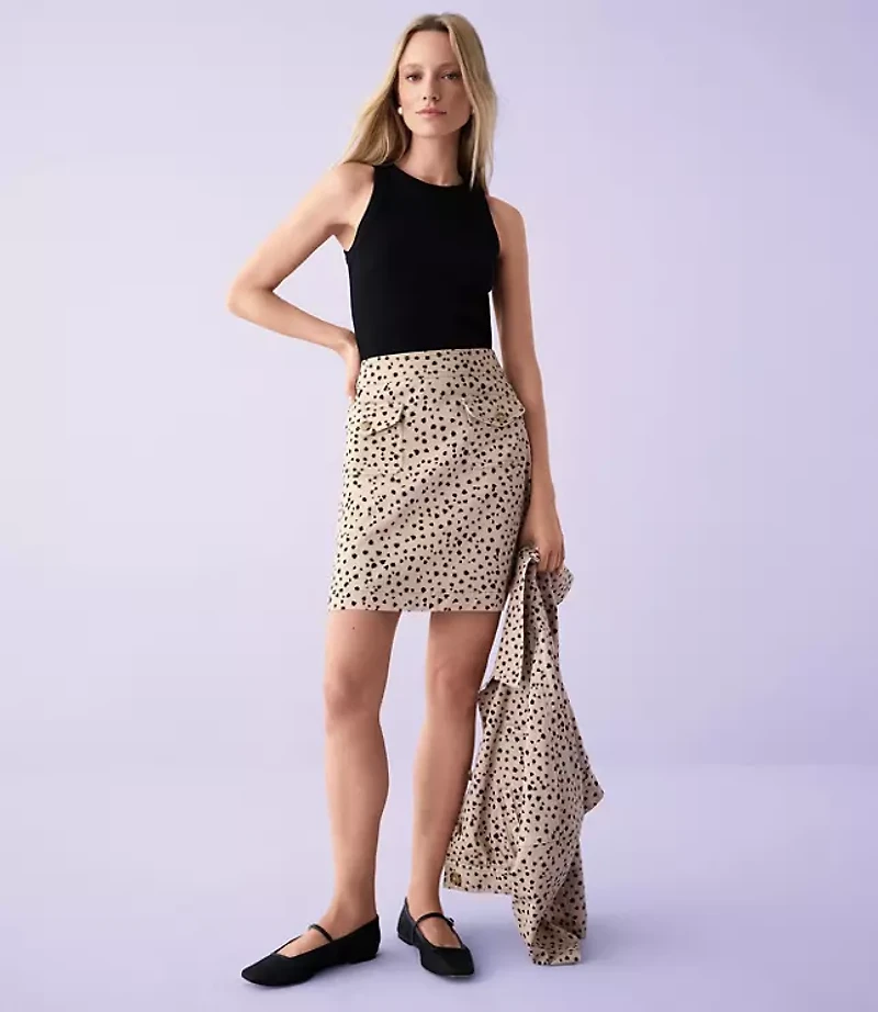 Cheetah Print Twill Mini Pocket Skirt