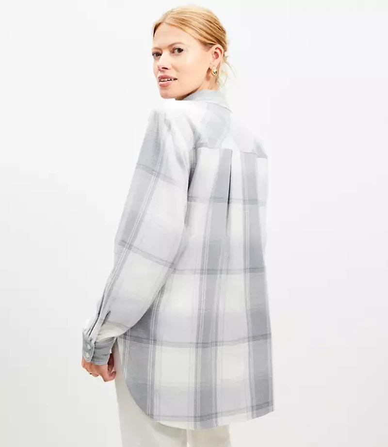Plaid Angled Cuff Everyday Tunic Shirt