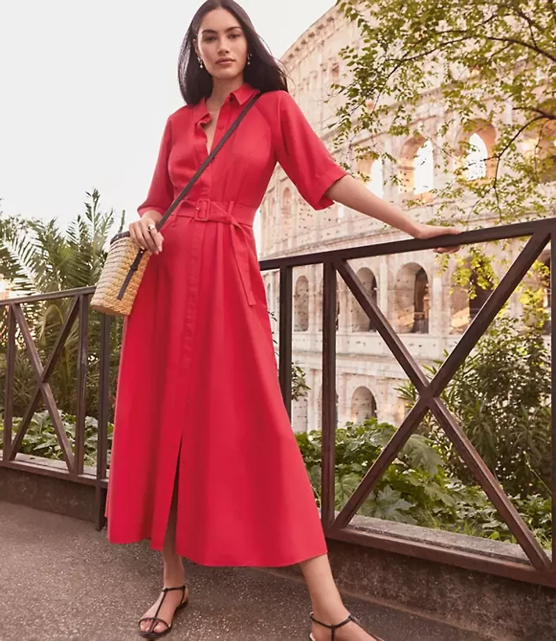 Belted Midi Pocket Dress