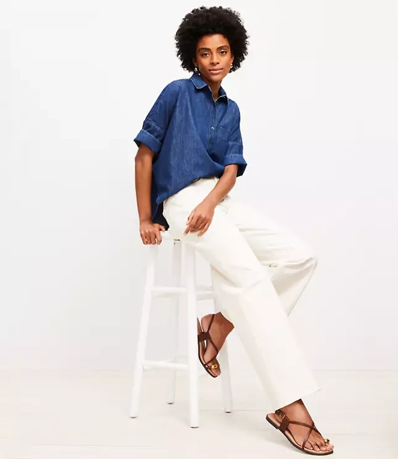 Chambray Dolman Henley Shirt