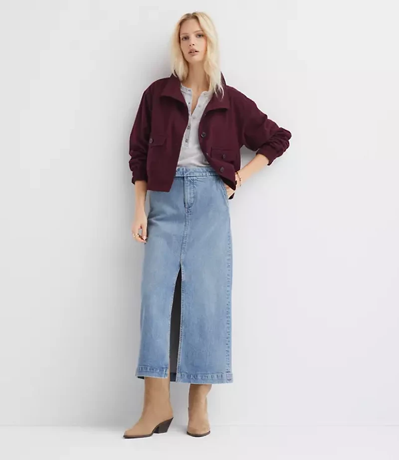 Refined Denim Midi Skirt Classic Mid Indigo
