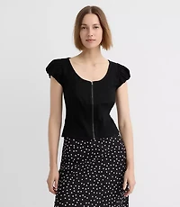 Zip Bubble Sleeve Top