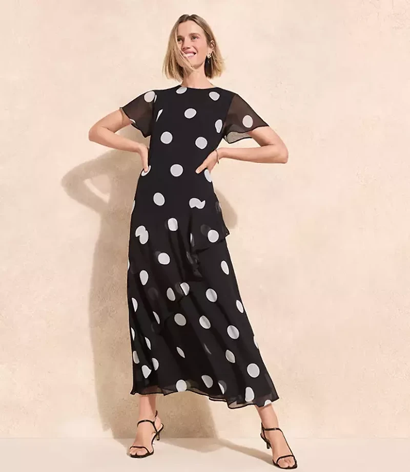 Dotted Flounce Maxi Dress