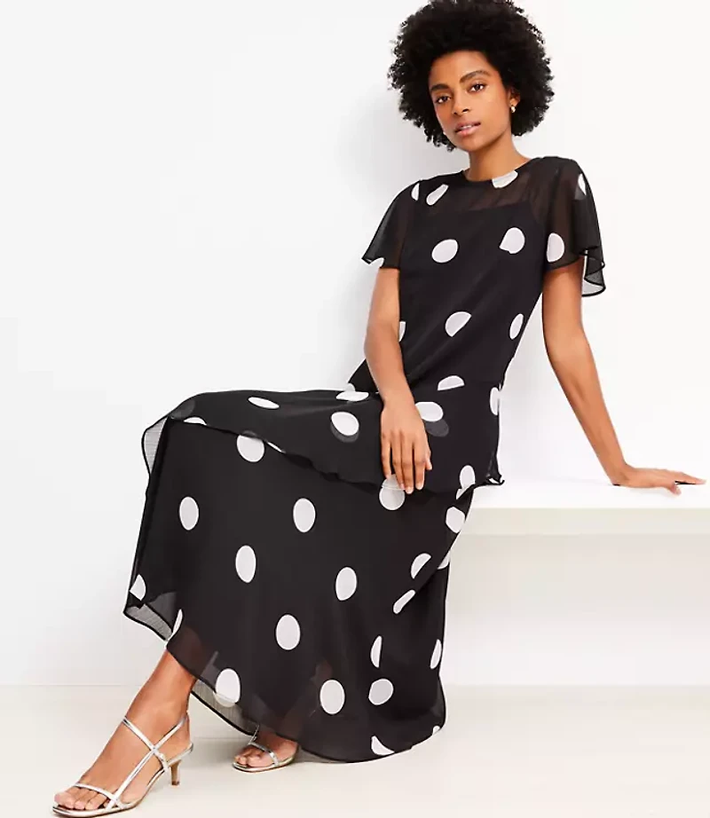 Dotted Flounce Maxi Dress