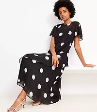 Dotted Flounce Maxi Dress