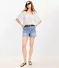 Dot Stripe Flutter Square Neck Top