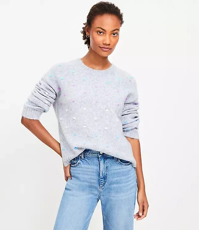 Petite Multicolored Bobble Sweater