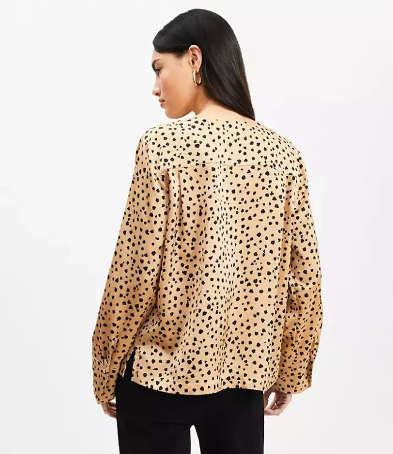 Cheetah Print Keyhole Blouse