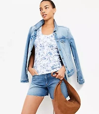 Bird Toile Perfect Ribbed Scoop Neck Tank Top