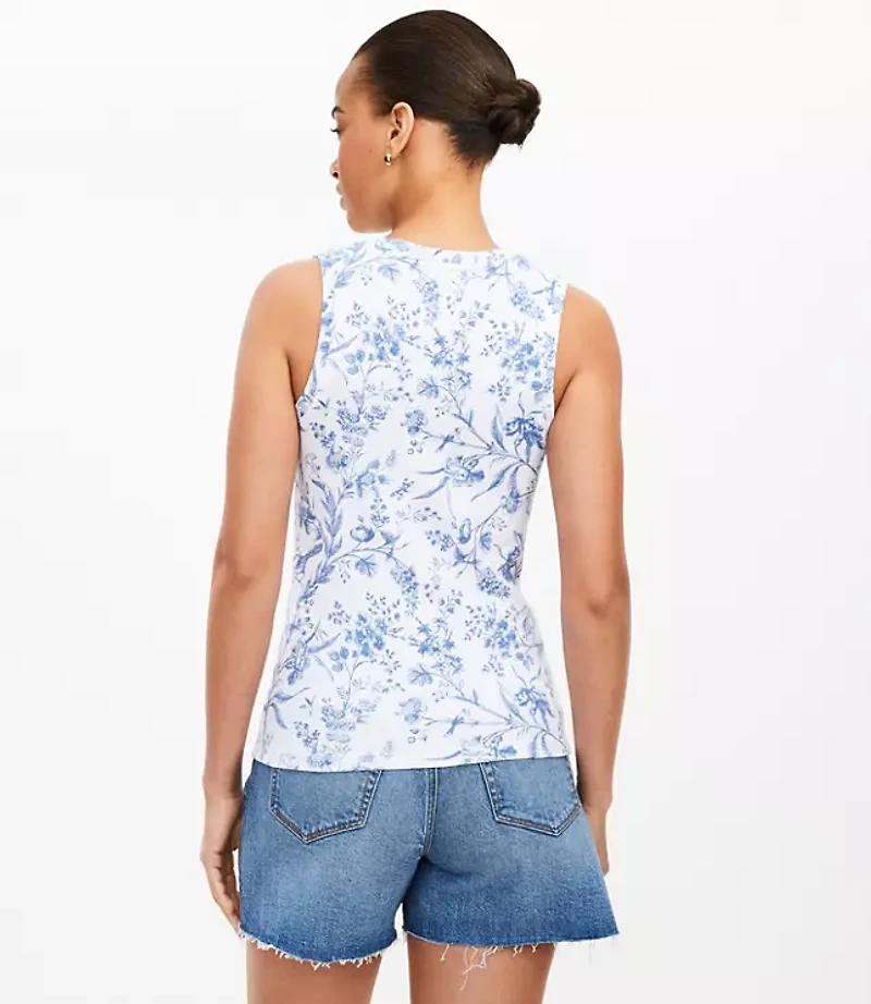 Bird Toile Perfect Ribbed Scoop Neck Tank Top