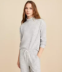 Lou & Grey Heathered Brushed Wafflestitch Mock Neck Top