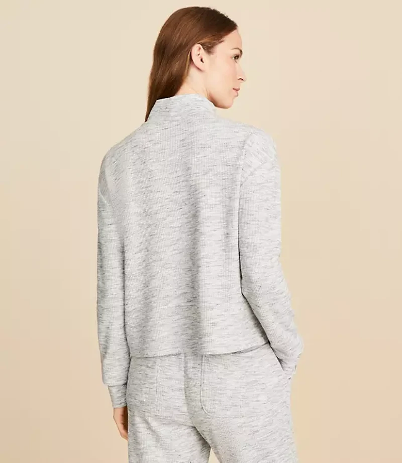 Lou & Grey Heathered Brushed Wafflestitch Mock Neck Top
