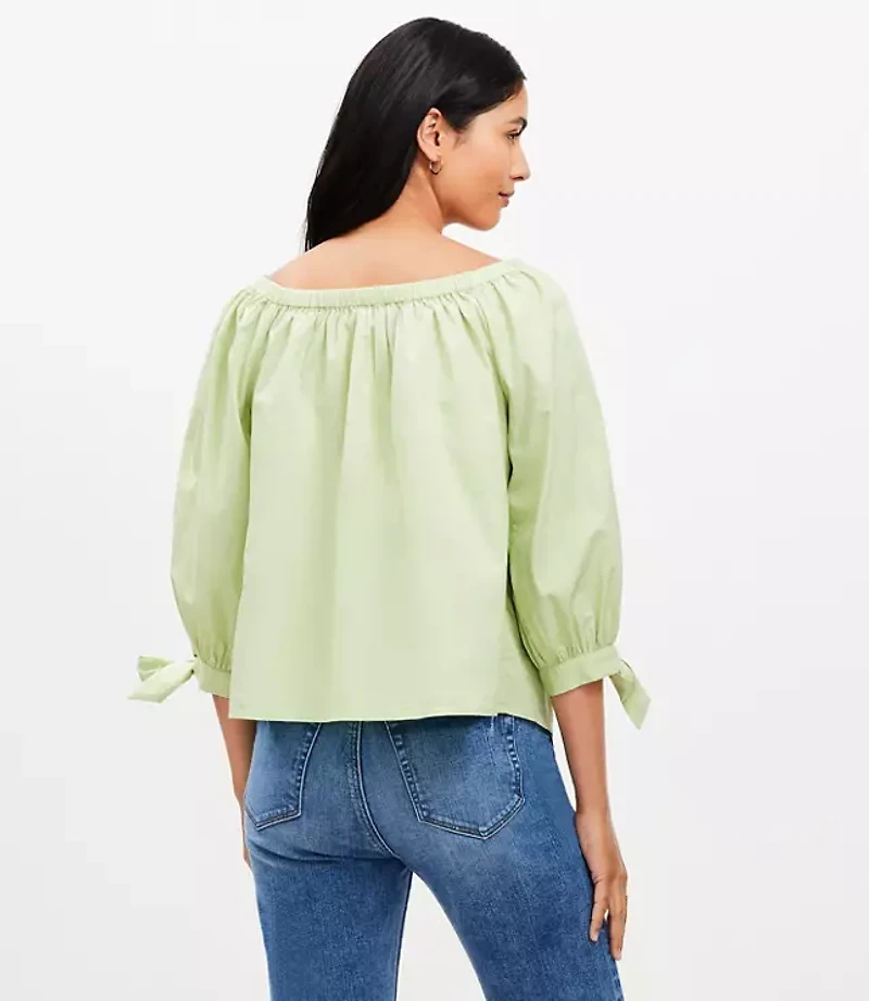 Tie Cuff Off The Shoulder Top