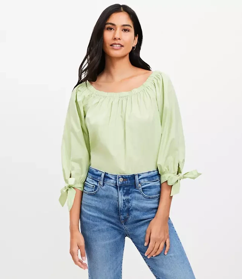 Tie Cuff Off The Shoulder Top