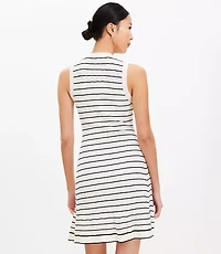 Striped Pointelle Button Mini Sweater Dress