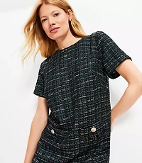 Metallic Tweed Fringe Pocket Mini Dress