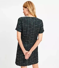 Metallic Tweed Fringe Pocket Mini Dress