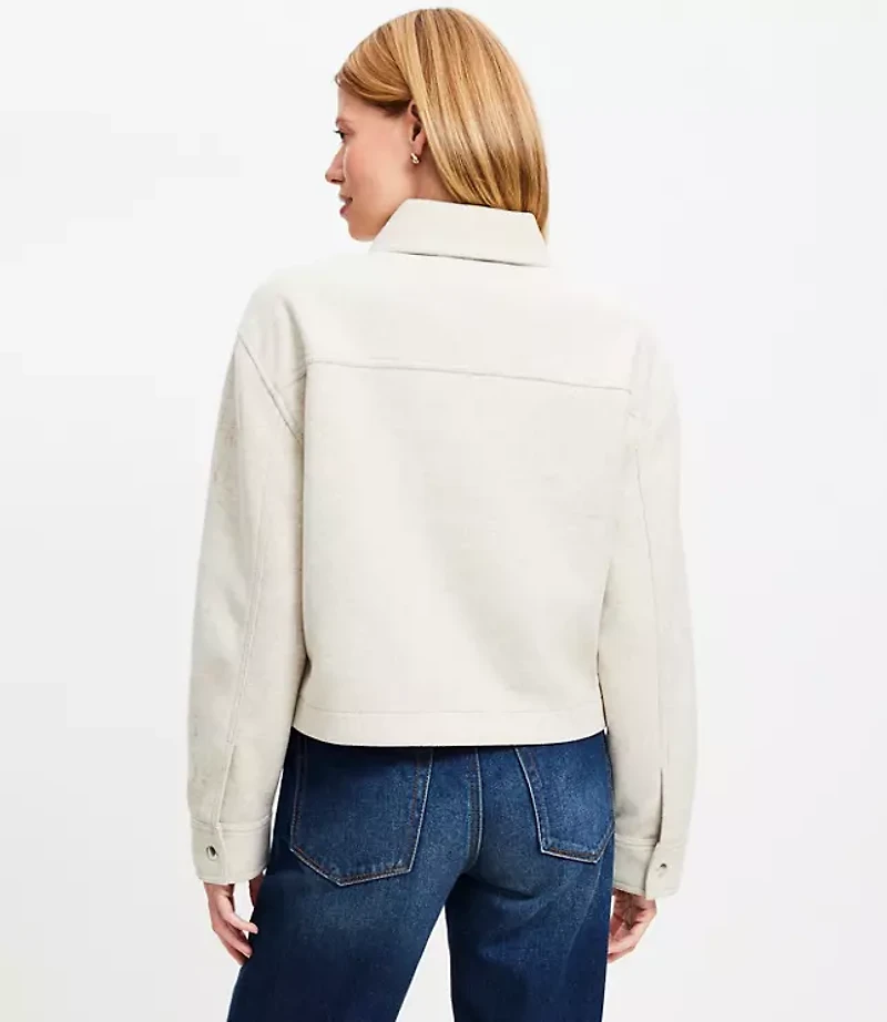 Brushed Cropped Shirt Jacket
