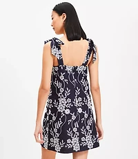 Floral Eyelet Tie Strap Mini Dress