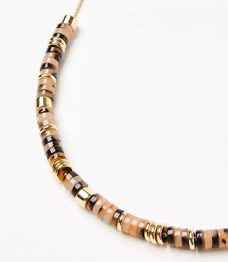 Tortoiseshell Print Spliced Pull Tie Necklace