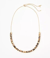 Tortoiseshell Print Spliced Pull Tie Necklace