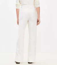 Faux Leather Belted Stovepipe Pants Twill