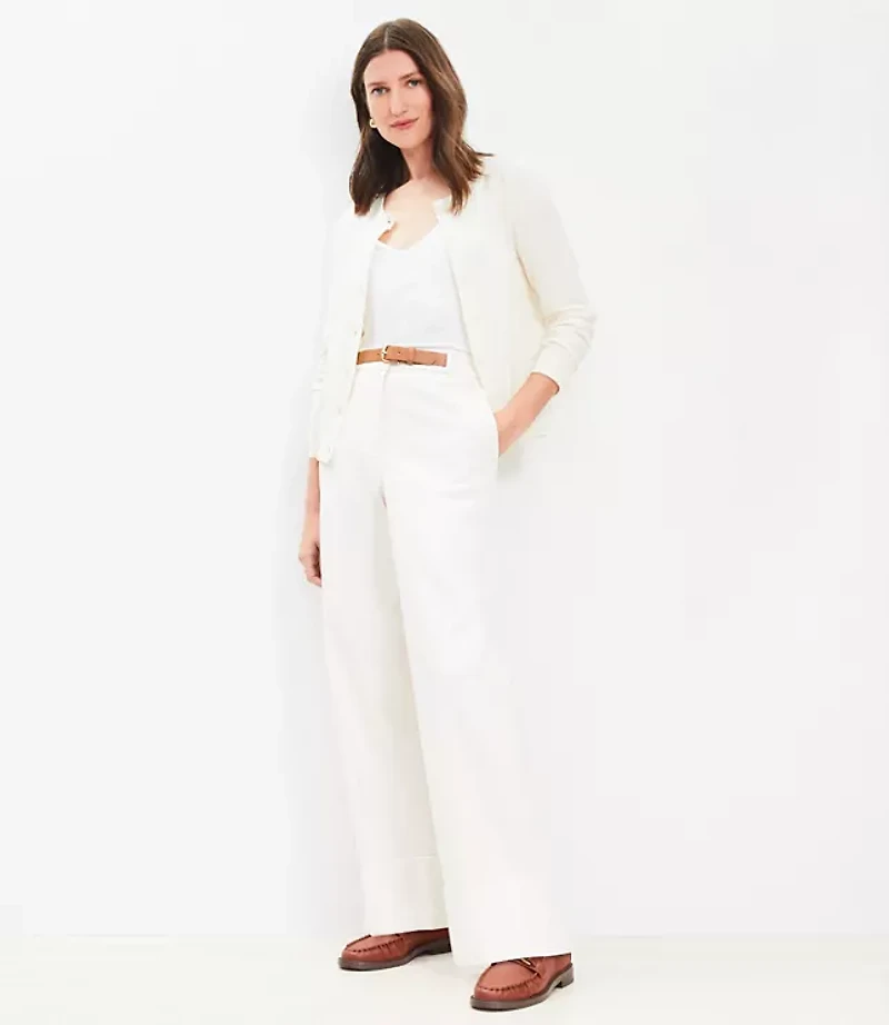 Faux Leather Belted Stovepipe Pants Twill