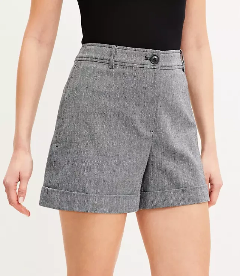 Cuffed Shorts Cotton Linen