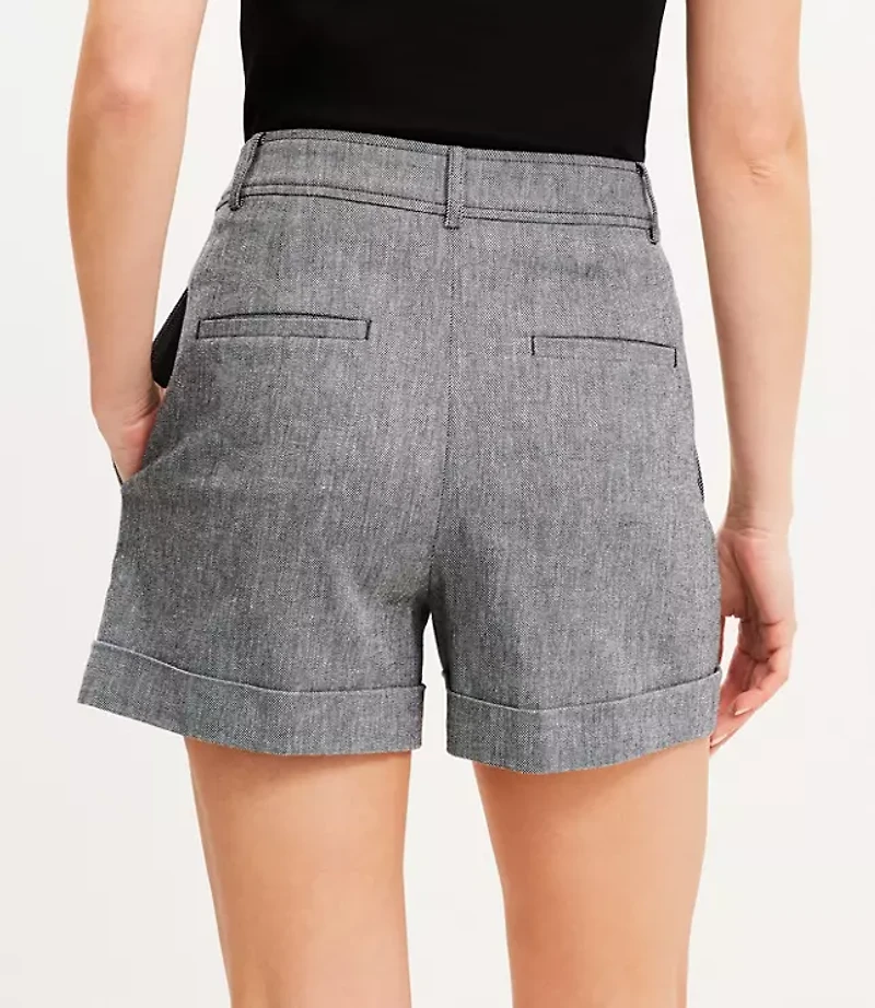 Cuffed Shorts Cotton Linen