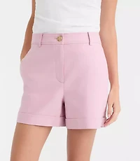 Cuffed Shorts Cotton Linen